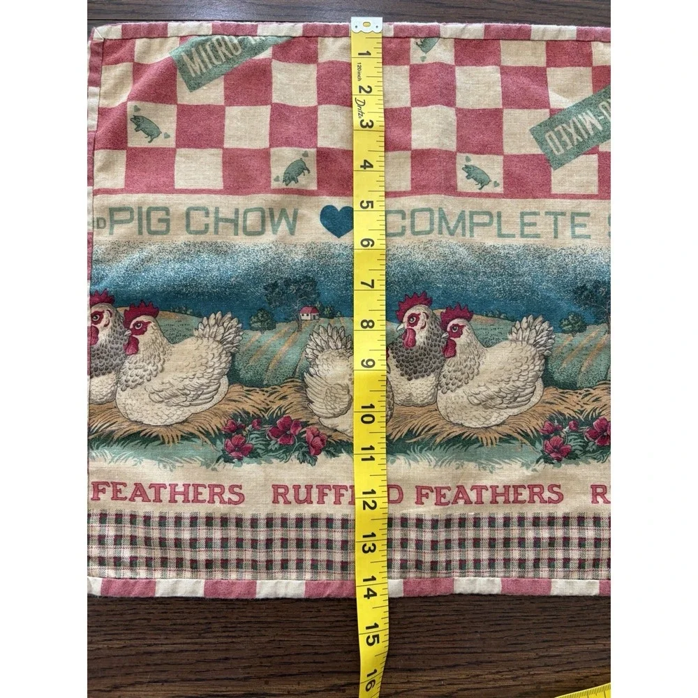 Vintage Feed Sack Style Farmhouse Placemats Set If 4 Rooster Bunny Cottagecore